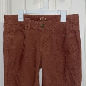 loft brown corduroy low rise pants
